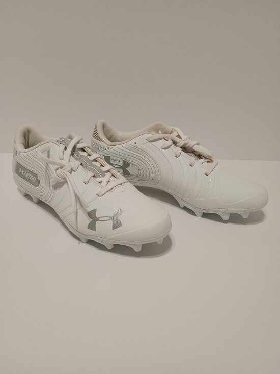 Under Armour Other - Under Armour Nitro White Silver Cleats Men’s Size 10 EU 44